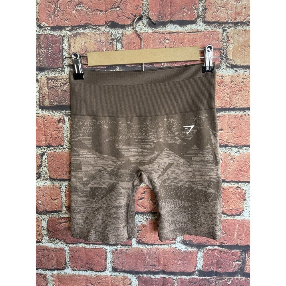 Gymshark Womens Brown Pullon Biker Shorts Athletic Yoga Size Small